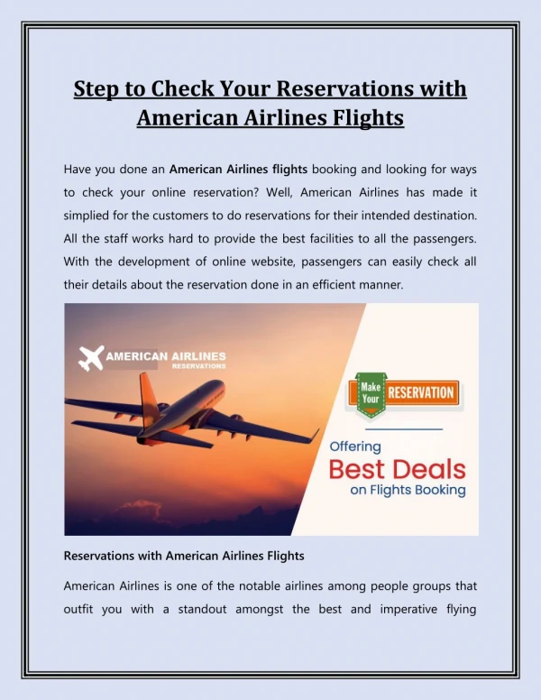 Step to Check Your Reservations with American Airlines Flights