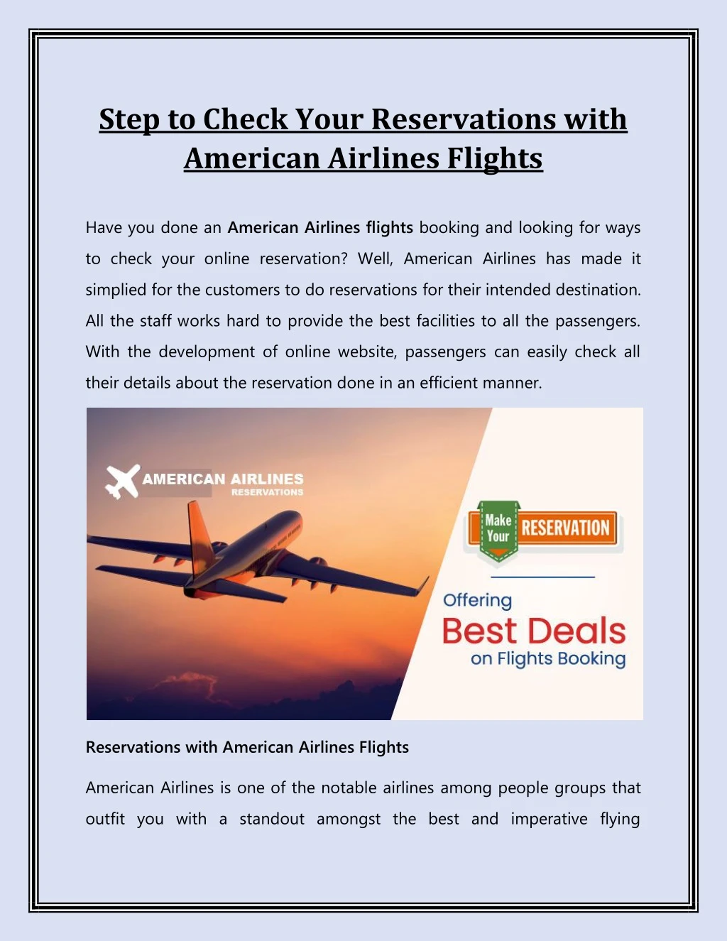 PPT Step to Check Your Reservations with American Airlines Flights