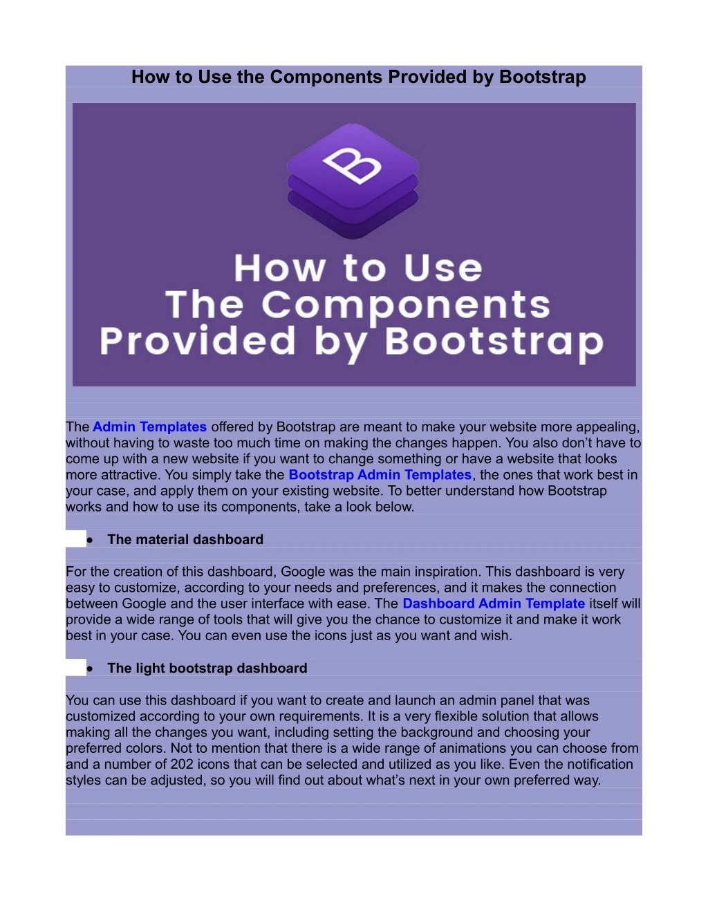 how to use the components provided by bootstrap