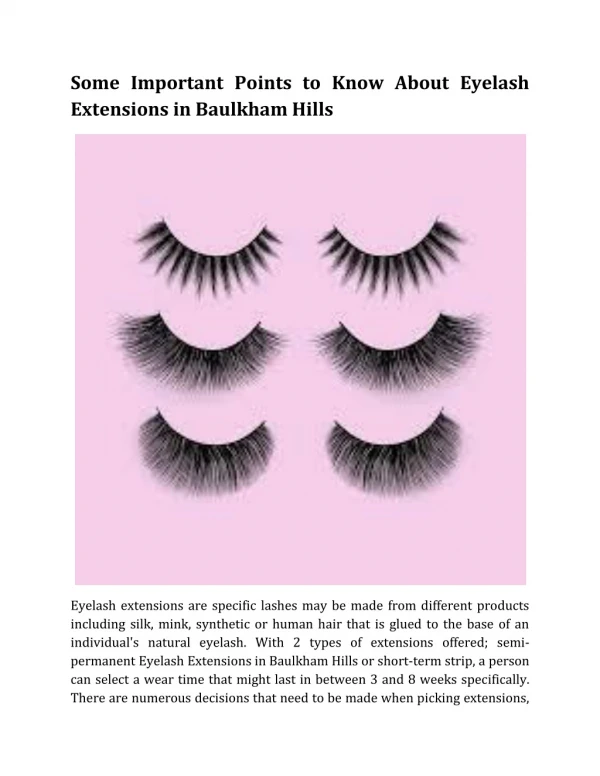 Some Important Points to Know About Eyelash Extensions in Baulkham Hills