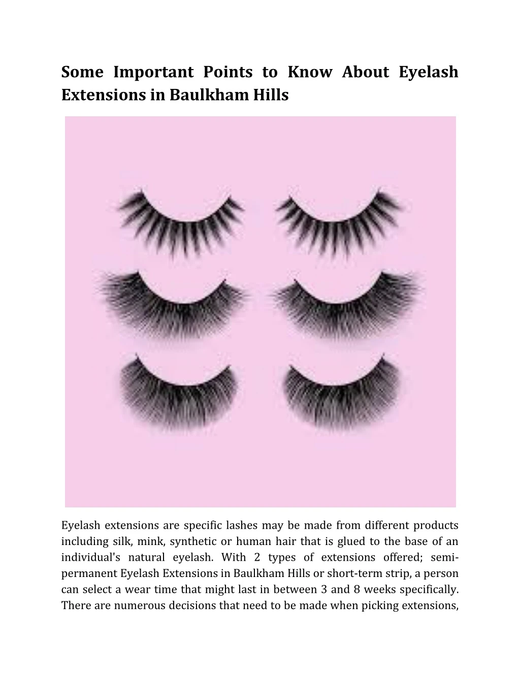 some important points to know about eyelash