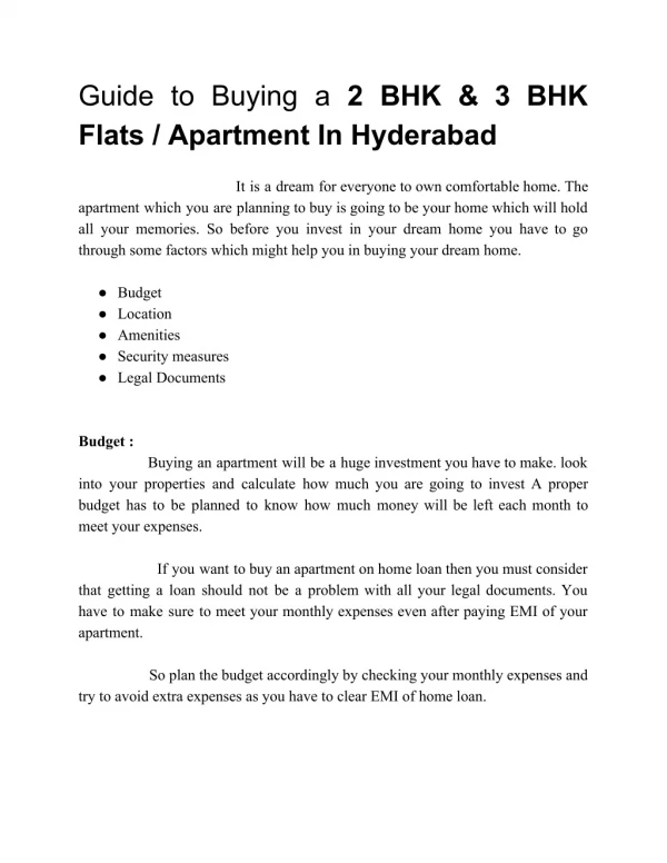 Guide to Buying a 2 BHK & 3 BHK Flats? Aparments In Hyderabad