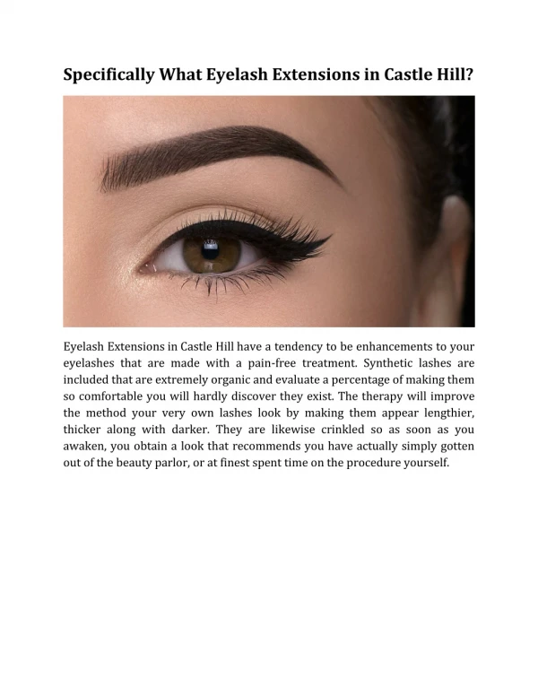 Specifically What Eyelash Extensions in Castle Hill?