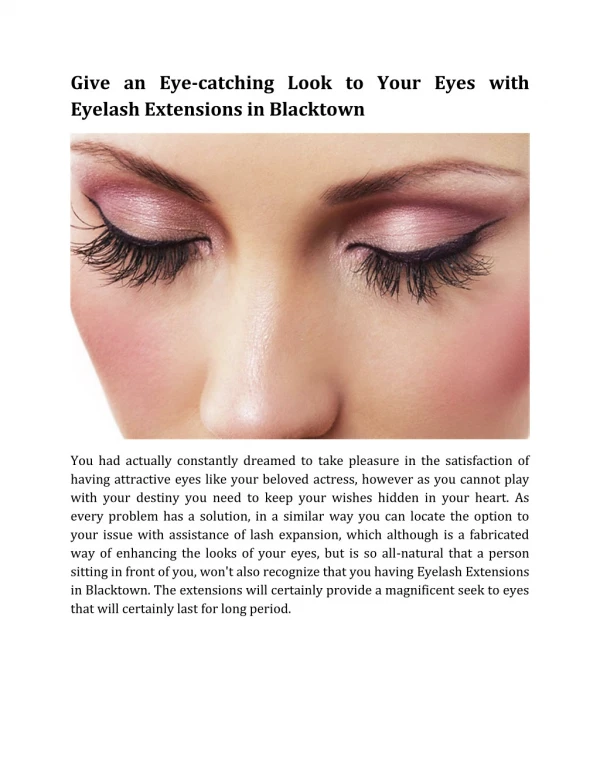 Give an Eye-catching Look to Your Eyes with Eyelash Extensions in Blacktown