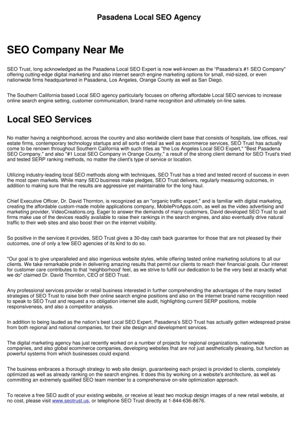 Pasadena Local SEO Company