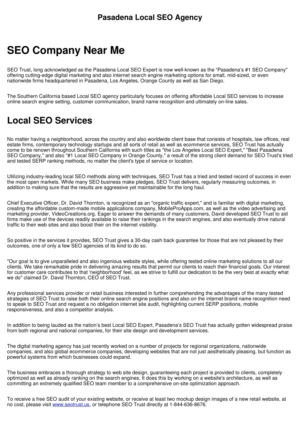 pasadena local seo agency