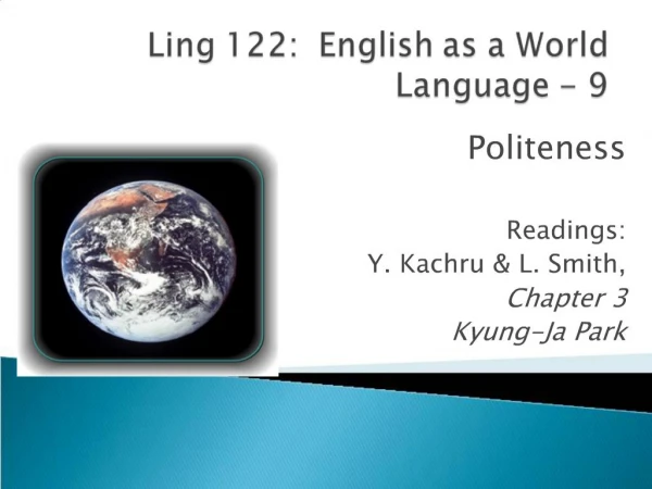 Ling 122: English as a World Language - 9