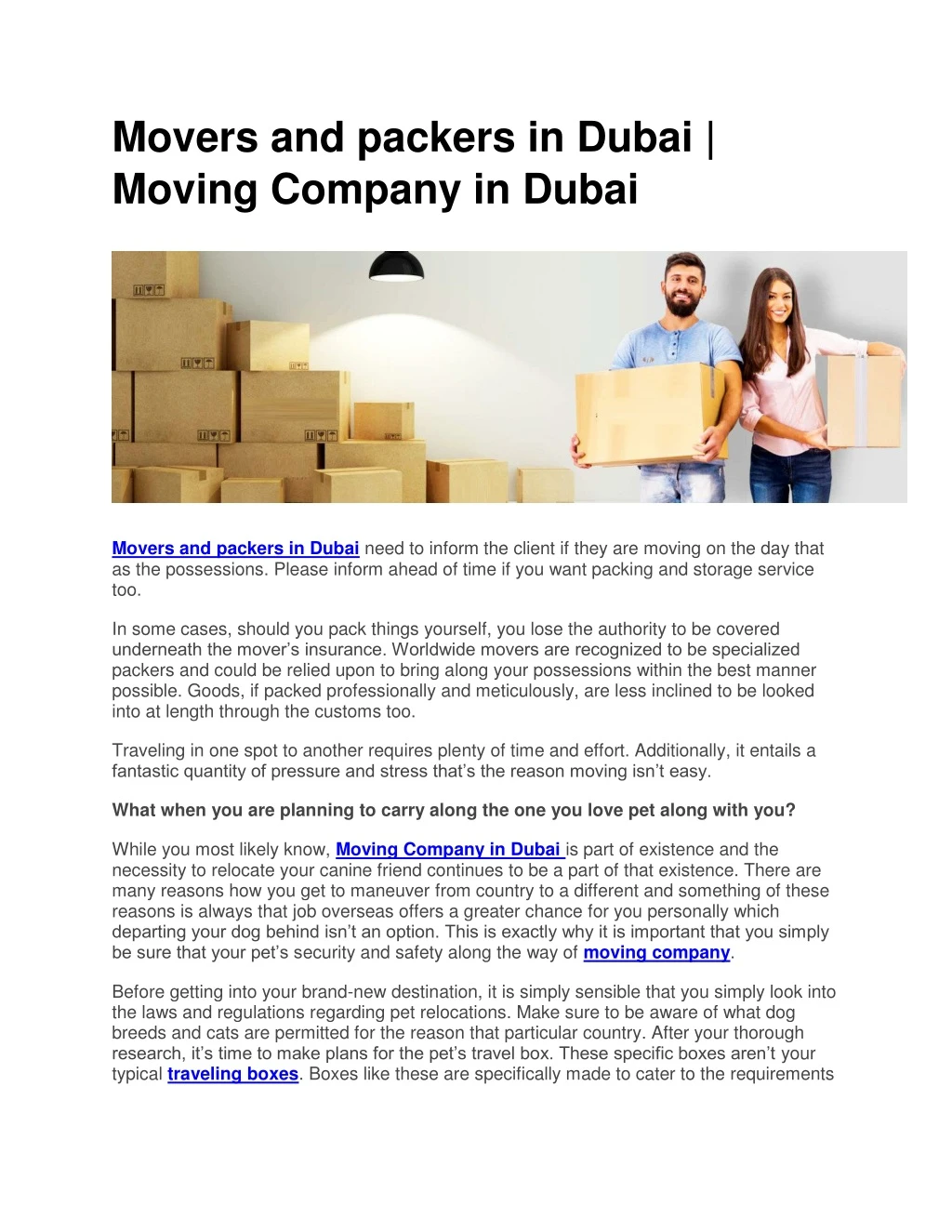 movers and packers in dubai moving company