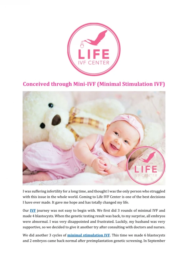 Conceived through Mini-IVF (Minimal Stimulation IVF)