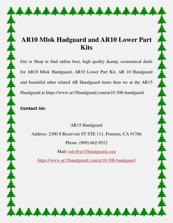 AR10 Mlok Hadguard and AR10 Lower Part Kits