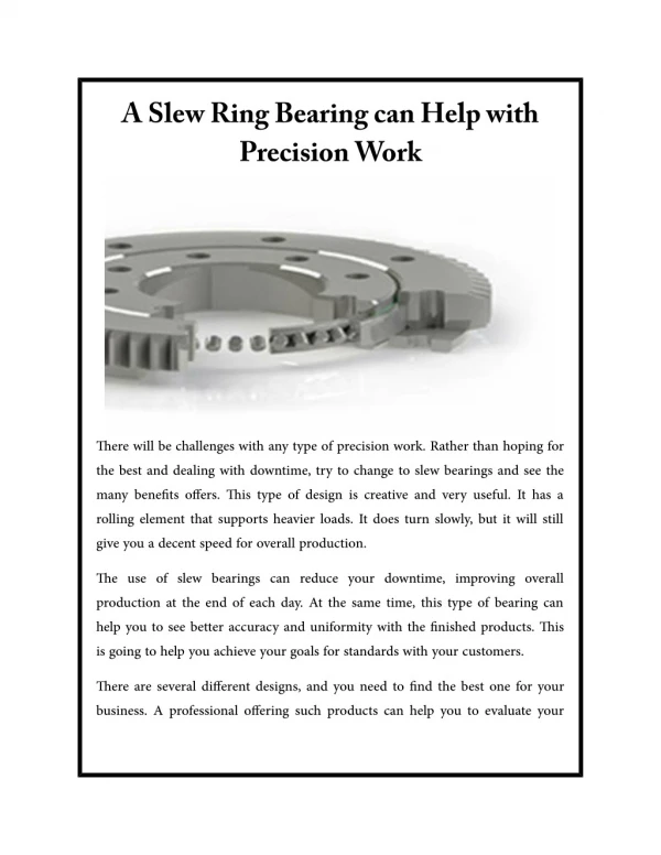 A Slew Ring Bearing can Help with Precision Work