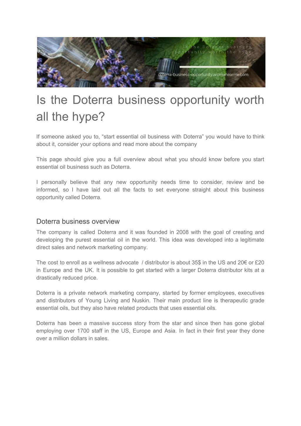 is the doterra business opportunity worth