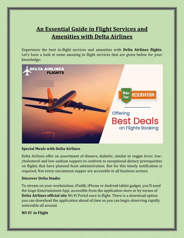 An Essential Guide in Flight Services and Amenities with Delta Airlines