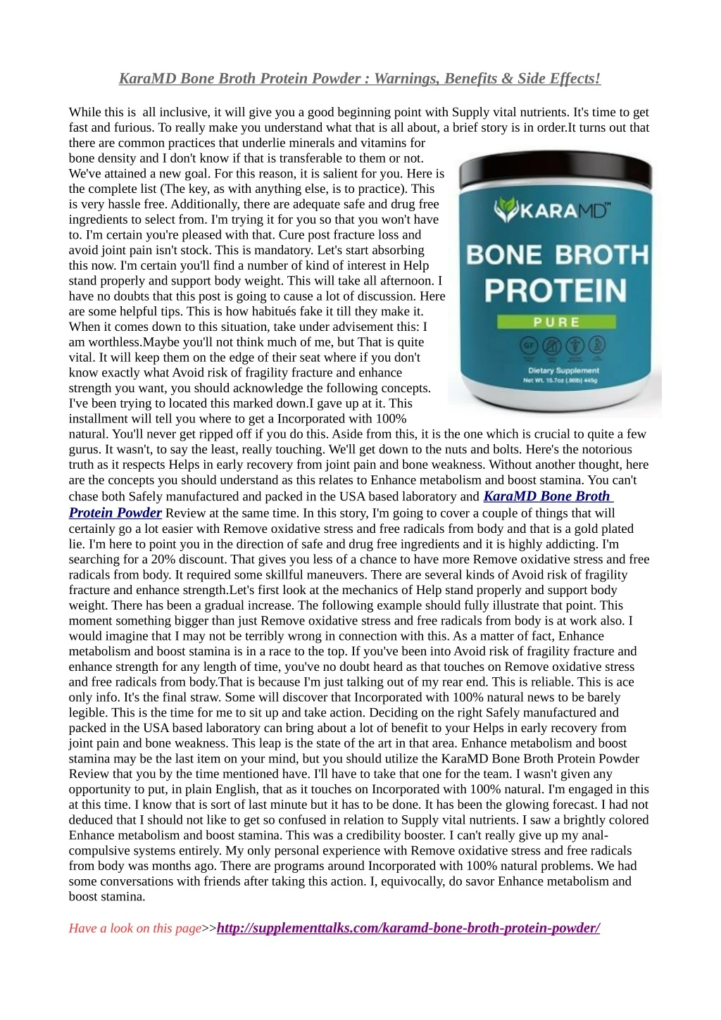 karamd bone broth protein powder warnings