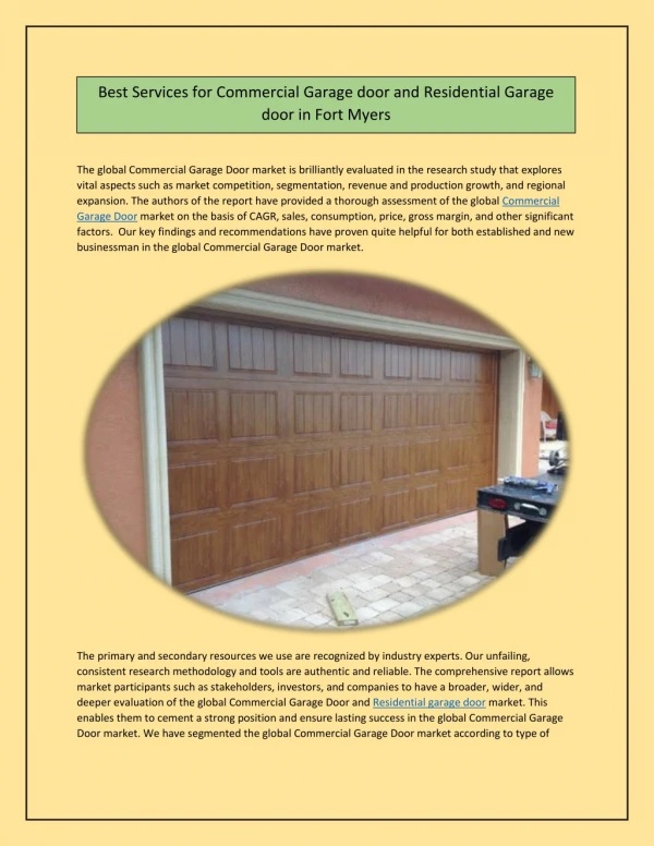 Best Services for Commercial Garage door and Residential Garage door in Fort Myers