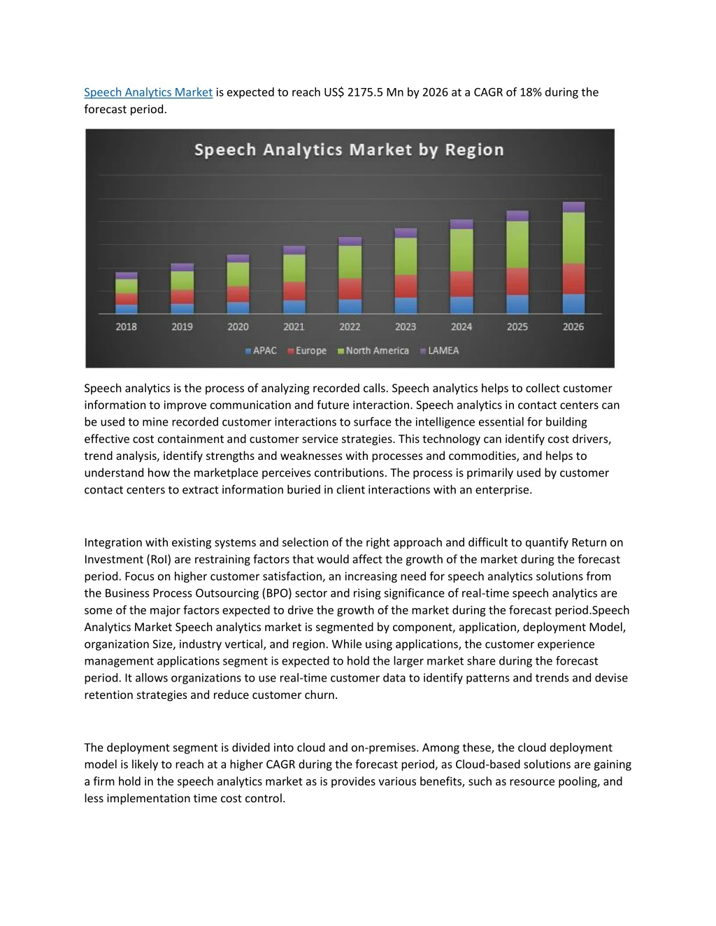 speech analytics market is expected to reach