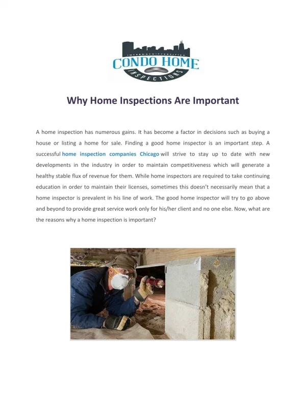 Licensed Home Inspectors Chicago, IL | Condo Home Inspections LLC