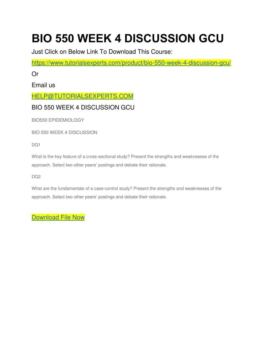 bio 550 week 4 discussion gcu just click on below