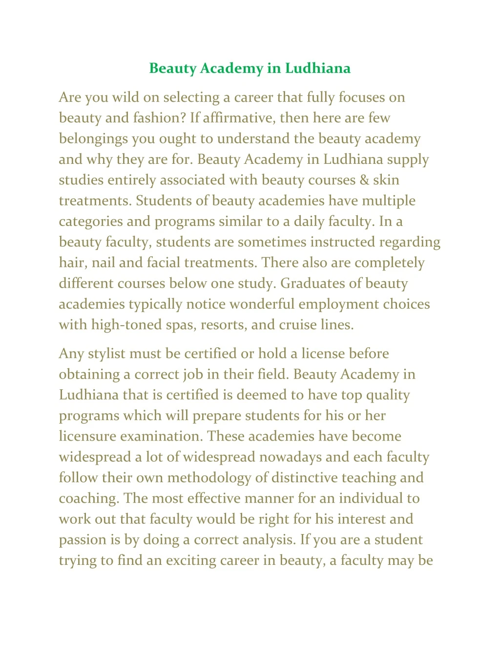 beauty academy in ludhiana