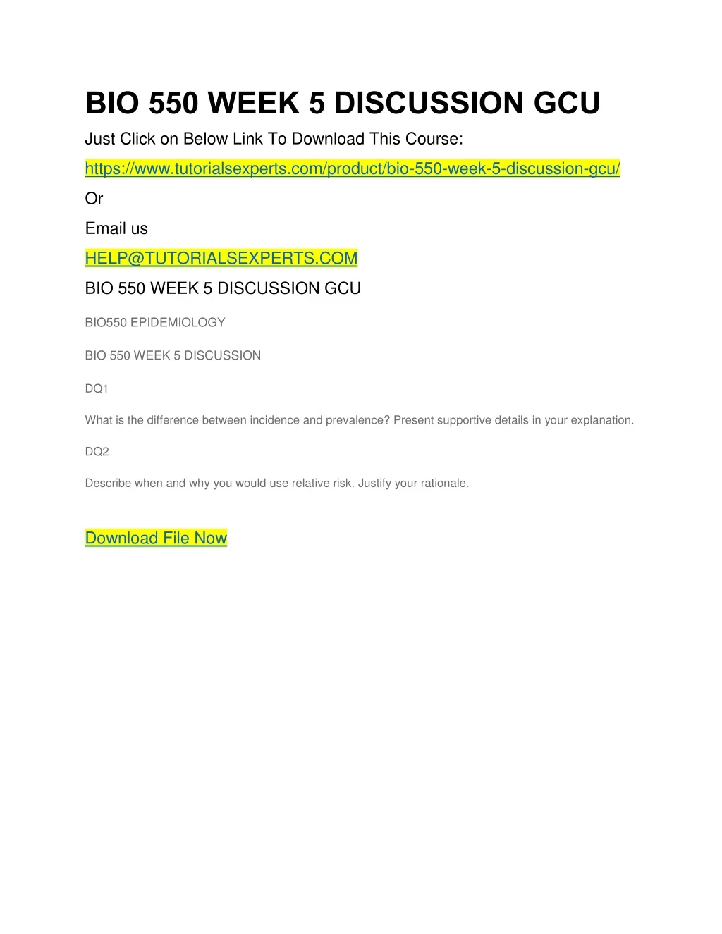 bio 550 week 5 discussion gcu just click on below
