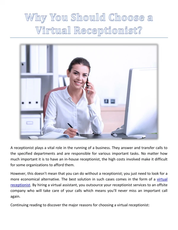 Why You Should Choose a Virtual Receptionist?