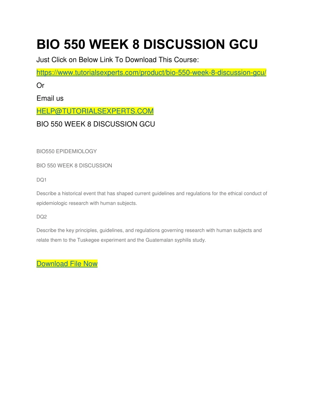 bio 550 week 8 discussion gcu just click on below