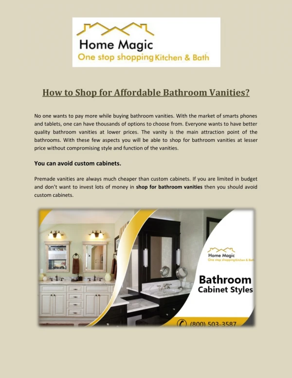 How to Shop for Affordable Bathroom Vanities?