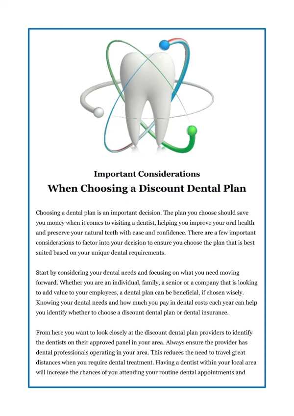 Important Considerations When Choosing a Discount Dental Plan