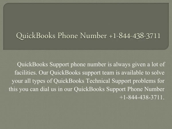 QuickBooks Support Number 1-844-438-3711