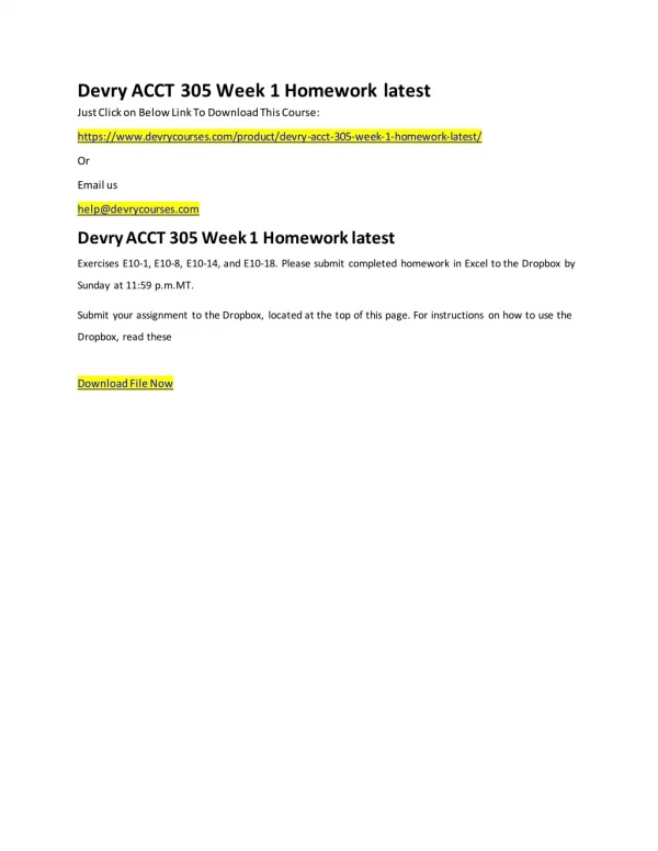 Devry ACCT 305 Week 1 Homework latest