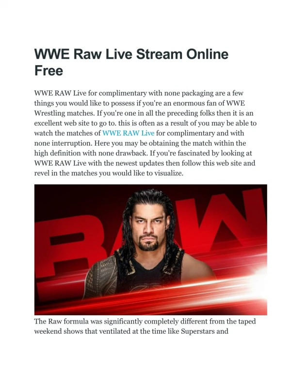 WWE Raw Live