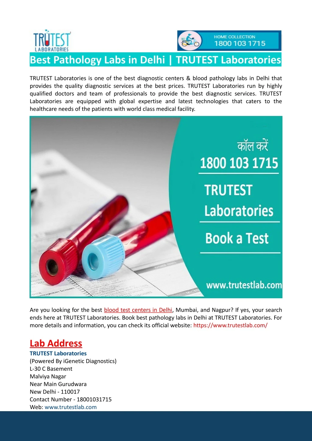 best pathology labs in delhi trutest laboratories