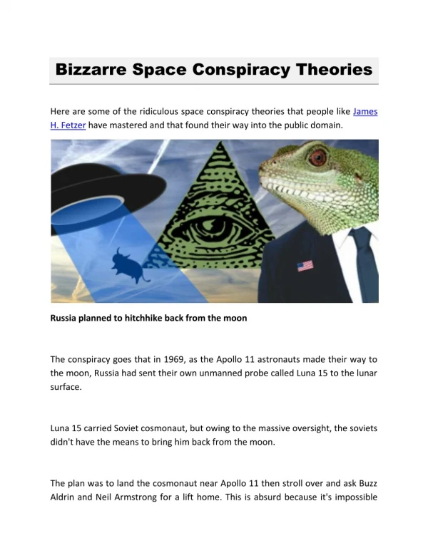 Bizzarre Space Conspiracy Theories
