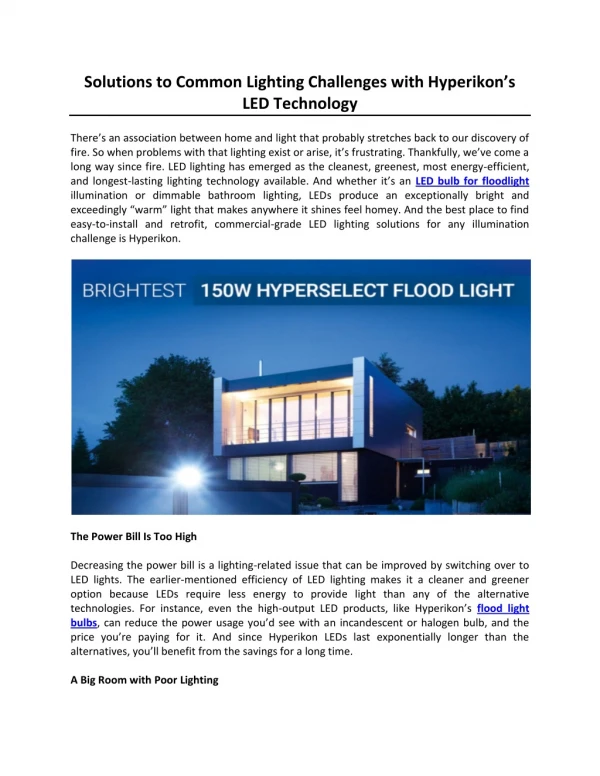 Solutions to Common Lighting Challenges with Hyperikon’s LED Technology