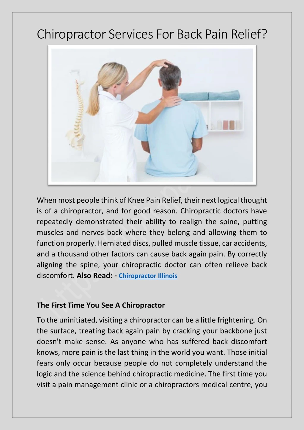 chiropractor services for back pain relief
