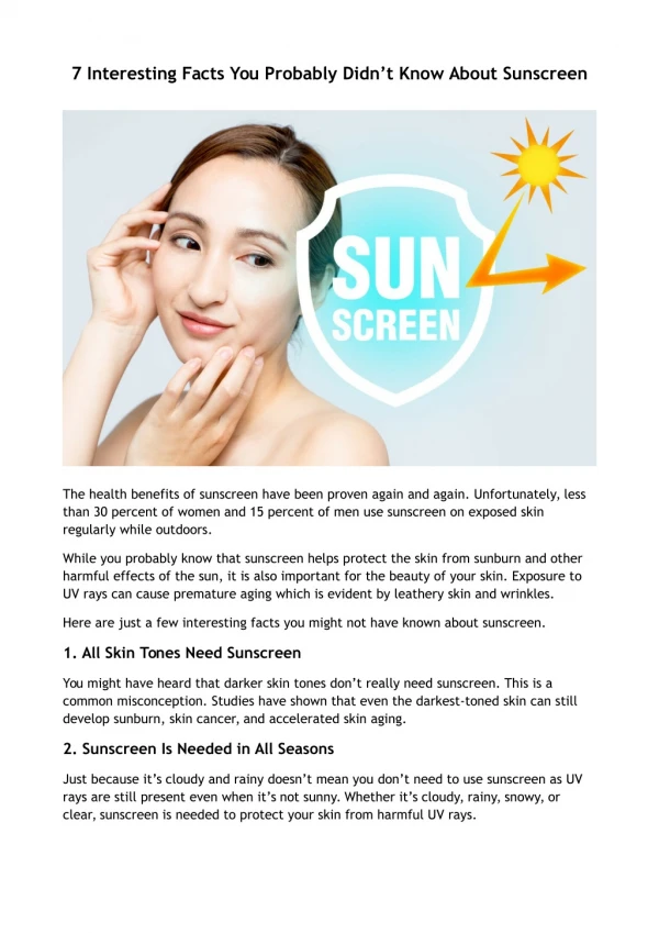 7 Interesting Facts You Probably Didn’t Know About Sunscreen