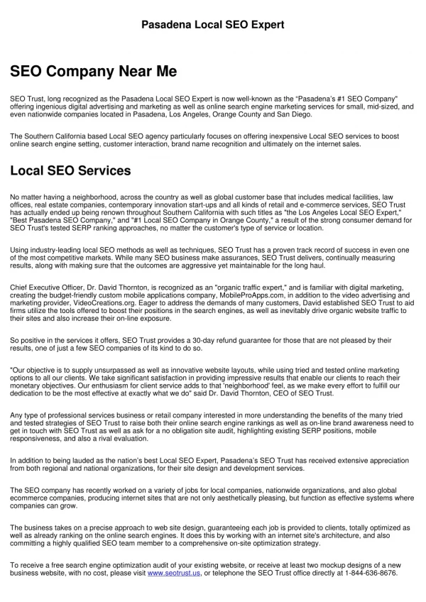pasadena local seo expert