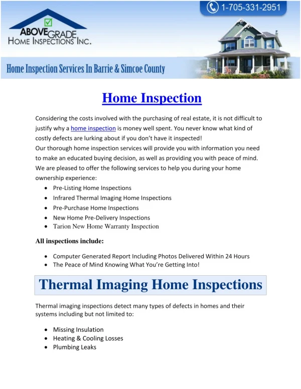 Home Inspections - Abovegradehomeinspections.ca