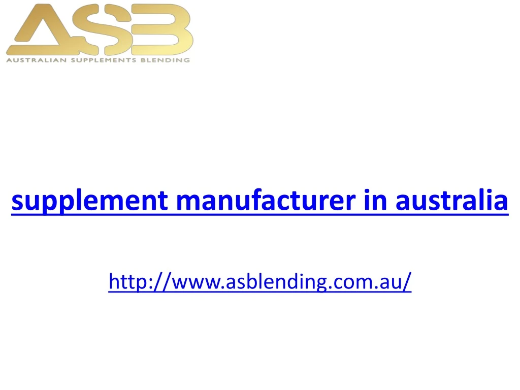 supplement manufacturer in australia