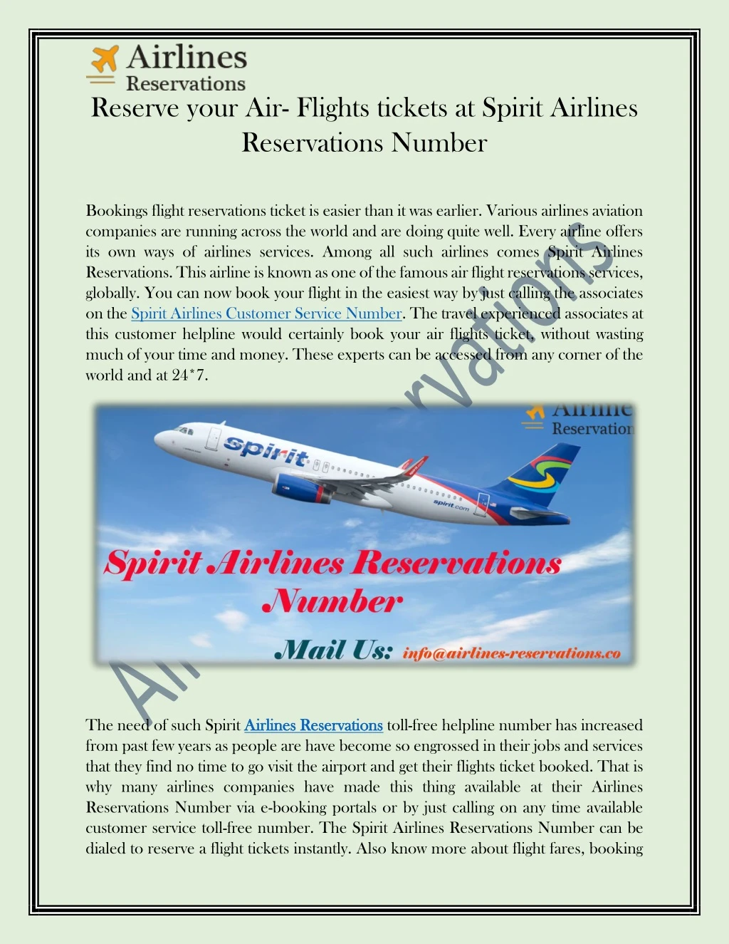 reserve your air flights tickets at spirit