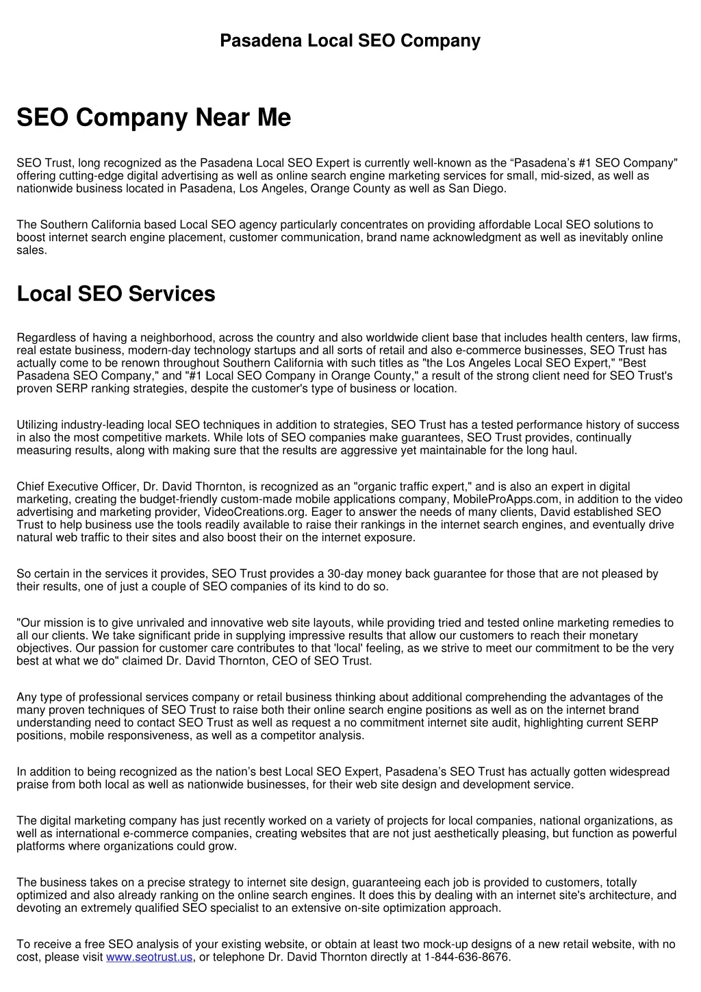 pasadena local seo company