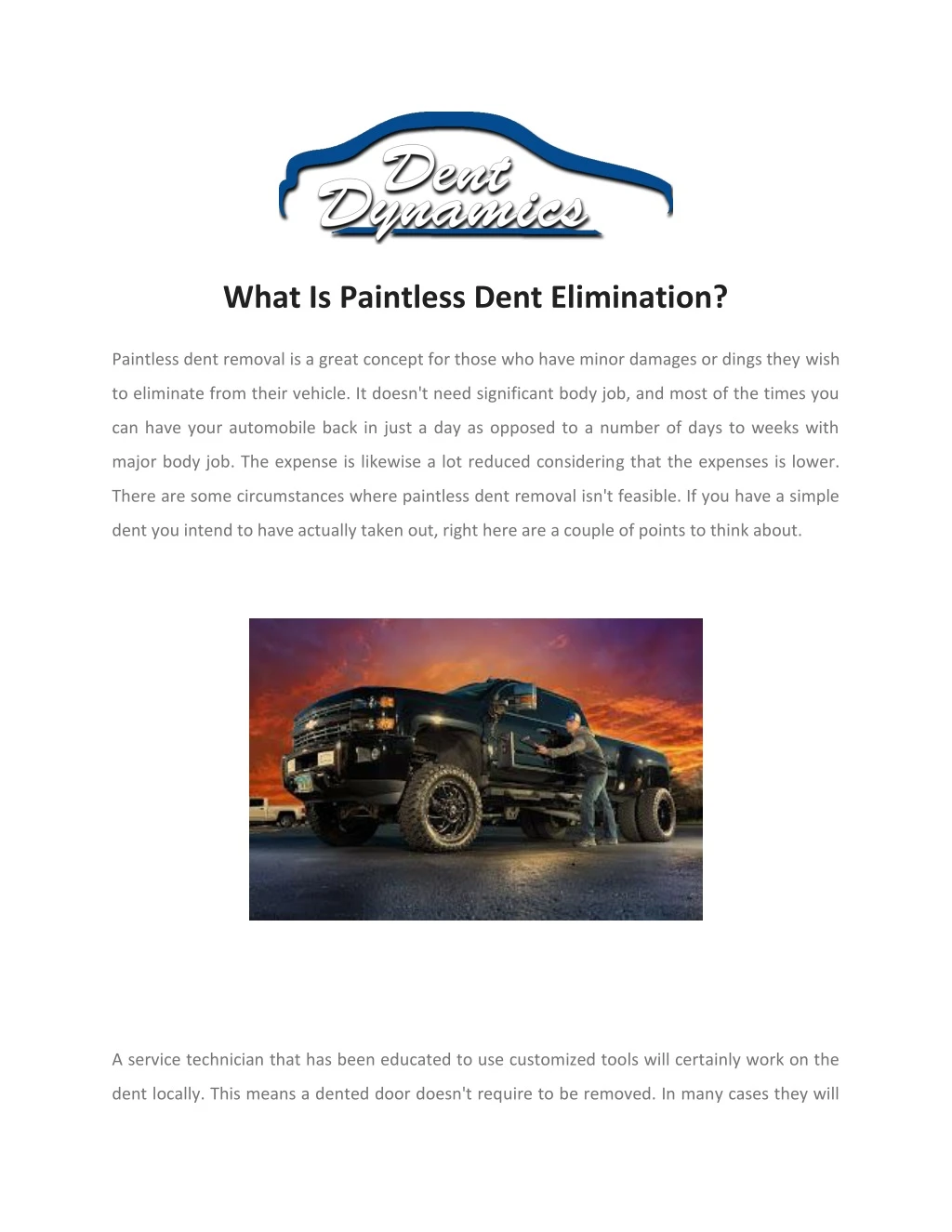 what is paintless dent elimination