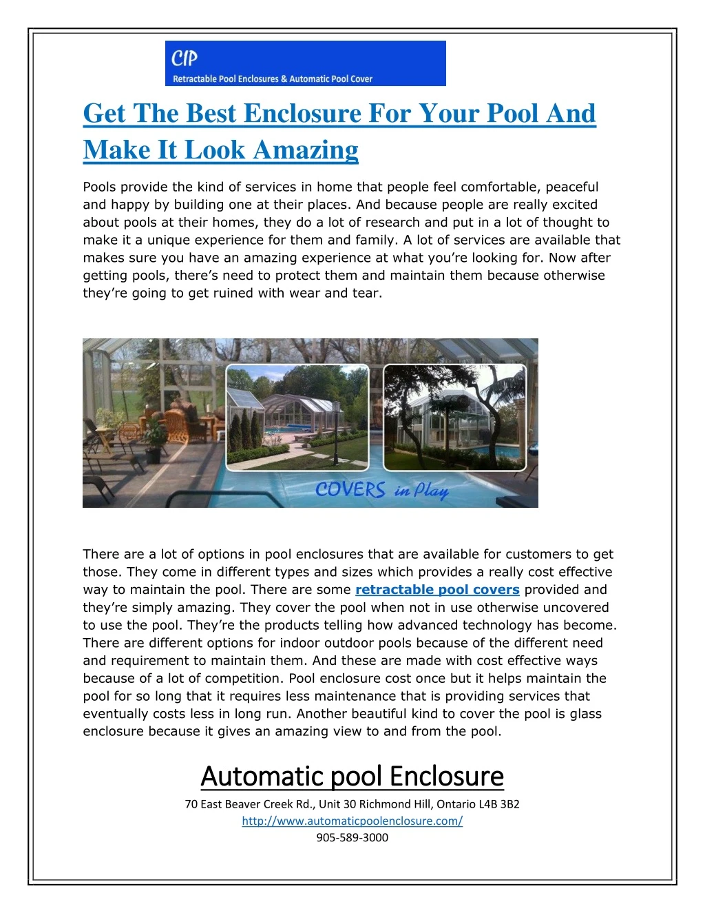 get the best enclosure for your pool and make