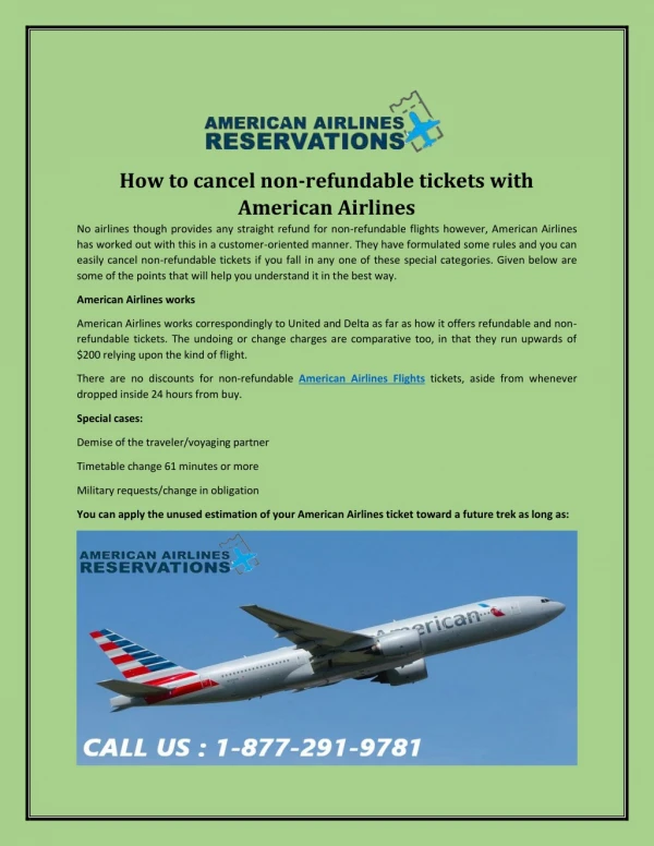 How to cancel non-refundable tickets with American Airlines