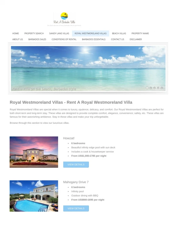 Royal Westmoreland Villas - Rent A Royal Westmoreland Villa