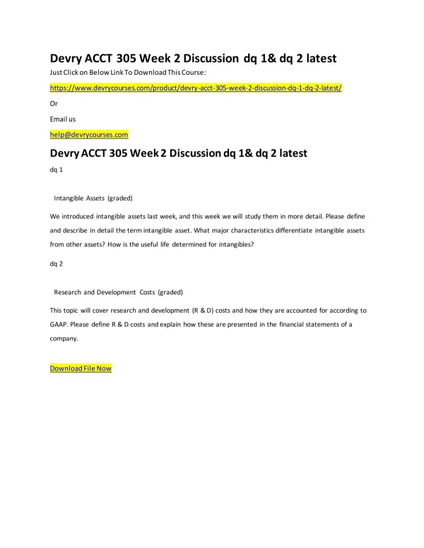 Devry ACCT 305 Week 2 Discussion dq 1& dq 2 latest