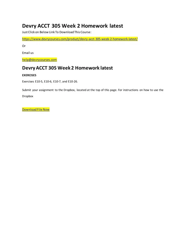 Devry ACCT 305 Week 2 Homework latest