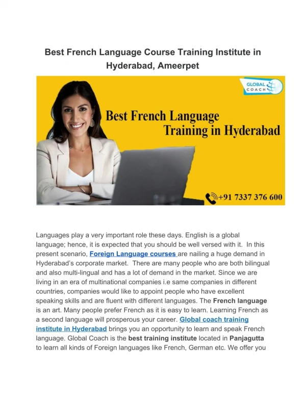 A Complete Global Language Training Academy | Global Coach