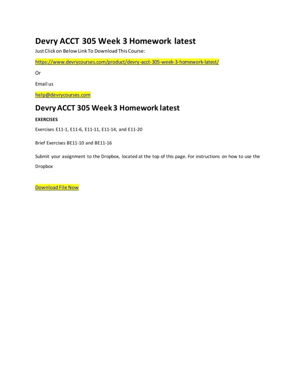 Devry ACCT 305 Week 3 Homework latest