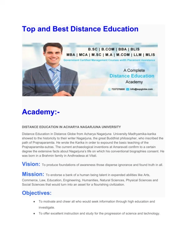 Top and Best distance globe Institute in Hyderabad,Madhapur